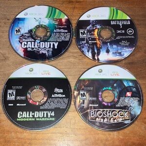 360 Video Game 4 Disc Set - Call of Duty 4 & BioShock / battlefield 3 (disc 2 )